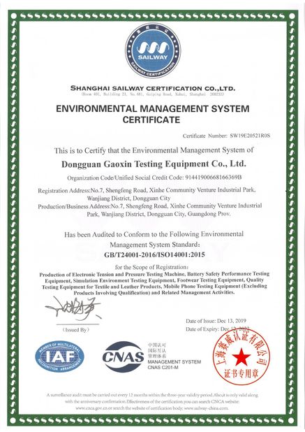 China Gaoxin Industries (HongKong) Co., Limited certification